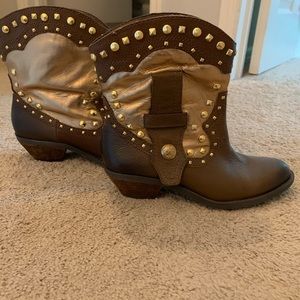 Brown/gold over ankle boots- Vince Camuto